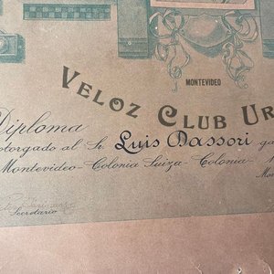 Diploma Veloz Club Uruguay 1935 - Ganador Carrera 180 Km - imagen 4