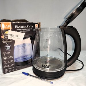 Pava Eléctrica RAF con Vaso de Vidrio y Luces LED, Funciona OK, en Caja - imagen 4