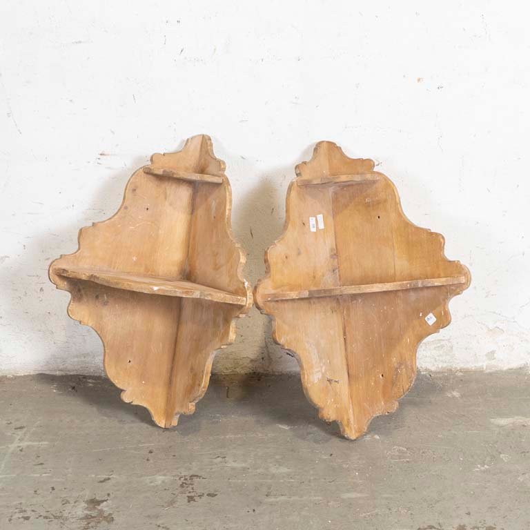 Par de Repisas Esquineras de Madera Rústica para Restaurar