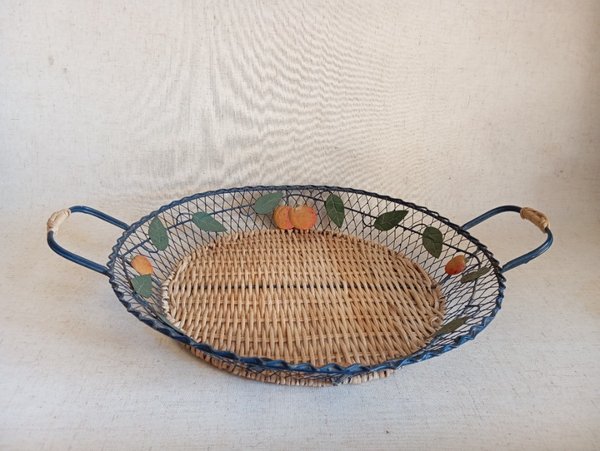 Bolsa tejida de metal con base mimbre - imagen 1