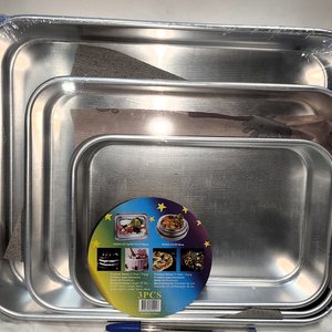 Set de 3 Asaderas Rectangulares Altas de Aluminio - imagen 1