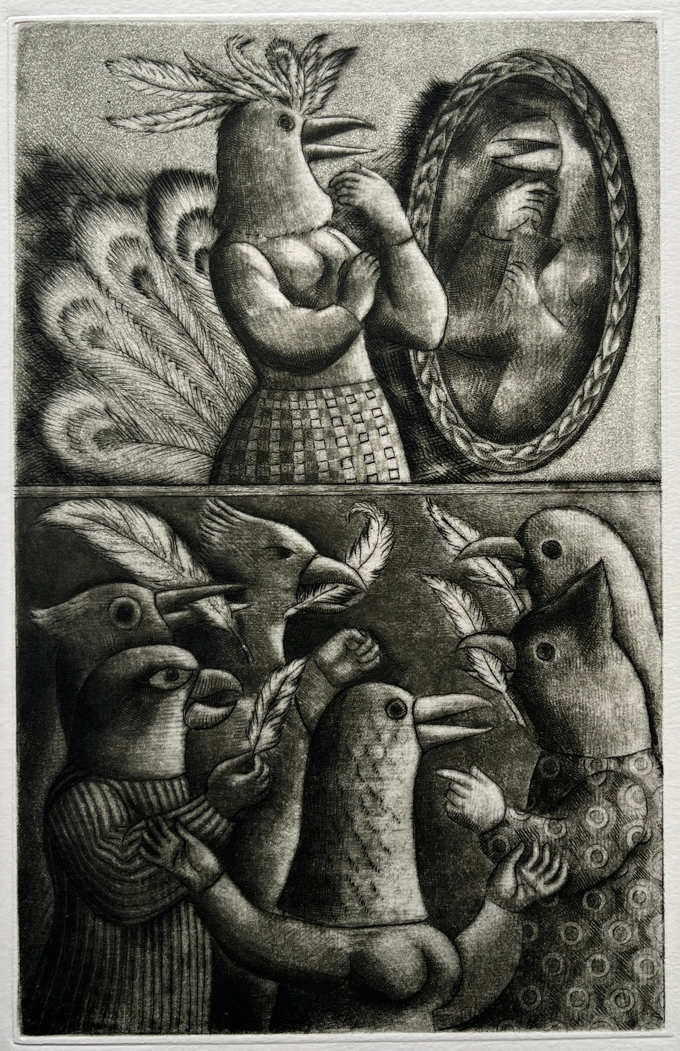 Grabado "La Corneja y las Aves" de Luis Alberto Solari - Edición 155/200