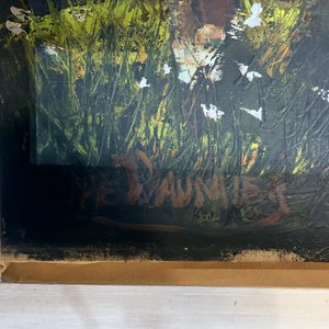 Cuadro al óleo: Paisaje campestre con camino y árboles, firmado - imagen 2