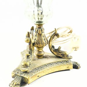 Lámpara de sobremesa en vidrio base de bronce con pantalla 50 cm - imagen 3