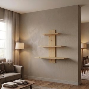 Estantería de Pared de Madera Pino con 3 Estantes Flotantes - imagen 2