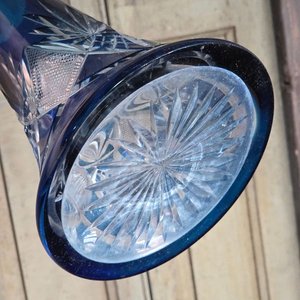 Botellón de Cristal Fino Europeo Tallado Azul y Transparente 44 cm - imagen 6
