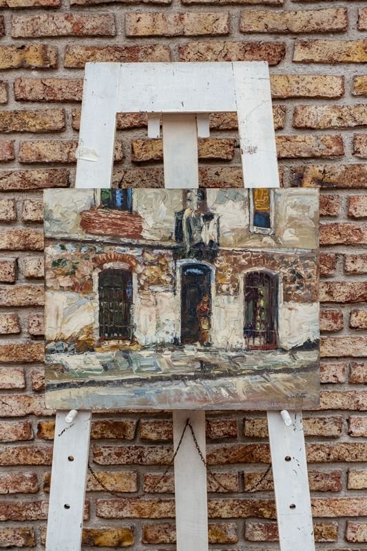 Óleo "Casa de la Rambla Portuaria" por Aldo Curto