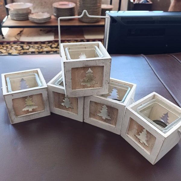 Fanales decorativos en madera y vidrio para Navidad - imagen 5