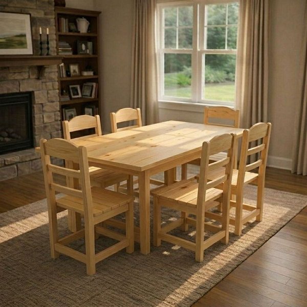 Juego de Mesa de Comedor con 6 Sillas de Madera Clara - imagen 1