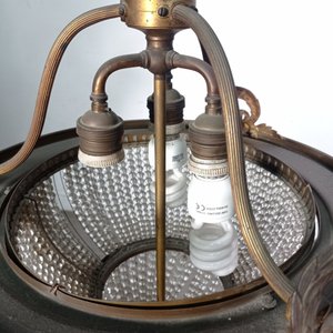 Aplique de Techo Estilo Bolsa en Bronce y Cristal de Roca con Faltantes - imagen 5