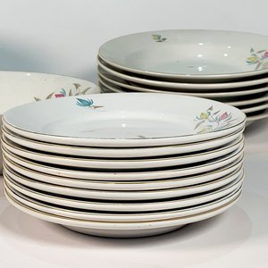 Juego de Vajilla "Olmos" Porcelana Blanca con Flores - Incompleto - imagen 2