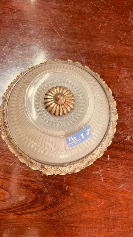 VINTAGE PLAFON VIDRIO Y BRONCE - Artículo de vidrio y bronce antiguo - imagen 1