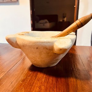 Mortero de Mármol con Pilón de Madera - imagen 2