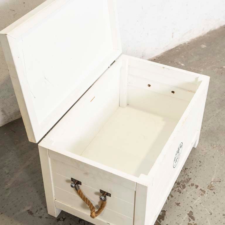 Baúl de madera pintado con detalles y manijas de metal - imagen 3