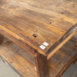 Mesa de Trabajo Rústica en Pinotea con Estante - 208x90x97 cm - imagen 2