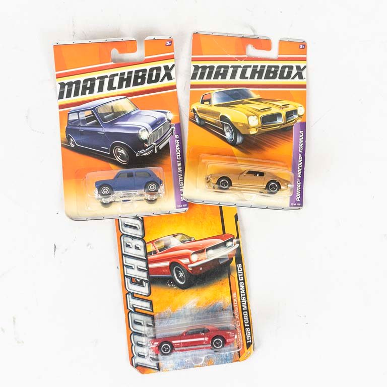 Colección 3 Autos Matchbox Originales: Mini Cooper, Pontiac y Mustang
