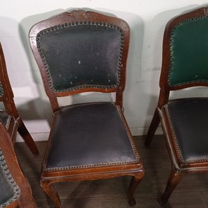 Seis Sillas Estilo Luis XV Tapizado Deteriorado - imagen 4
