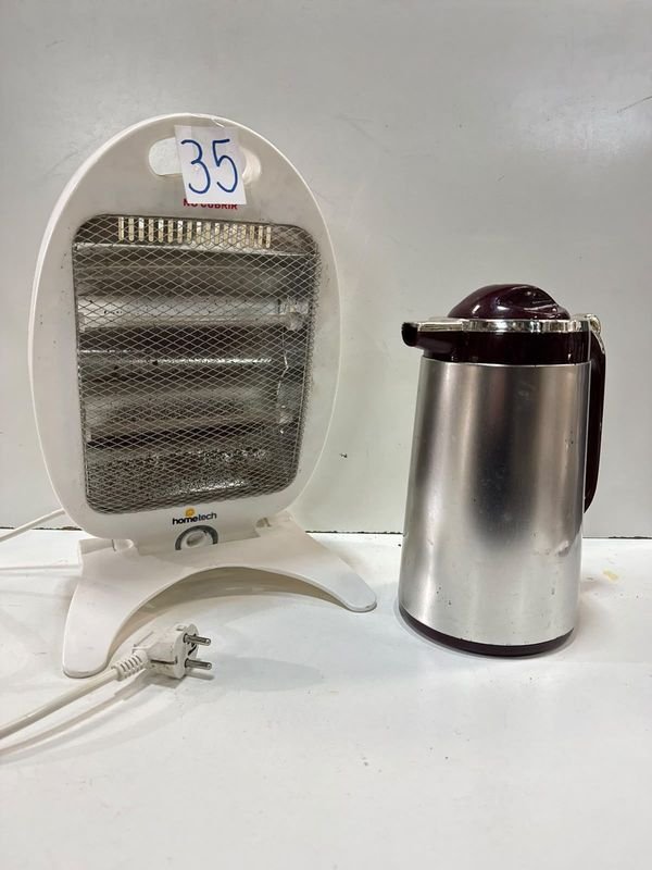 Estufa Halógena HomeTech y Jarra Térmica de Acero Inoxidable