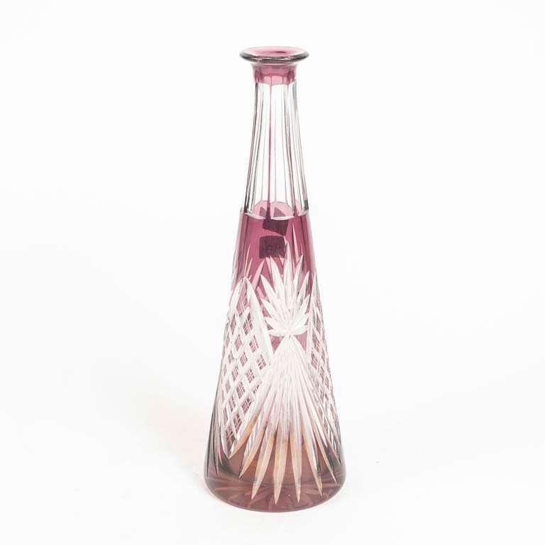 Botellón de Cristal Tallado Estilo Baccarat Morado