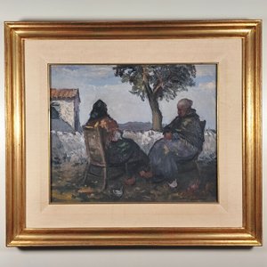 Lote anterior: Edgardo Ribeiro: Óleo sobre Lienzo "Dos Mujeres Sentadas" Firmado y Enmarcado