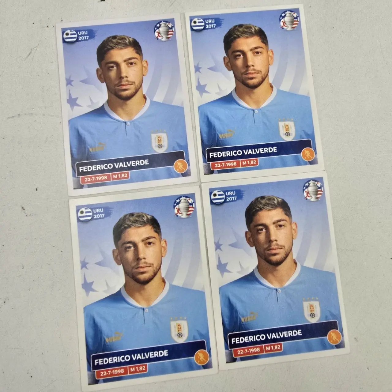 Pack x4 Tarjetas Panini Copa América USA 2024 Federico Valverde