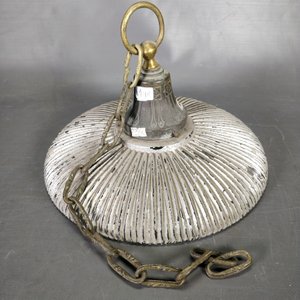 Plafón de Techo en Bronce y Vidrio Plateado con Cadena - imagen 3