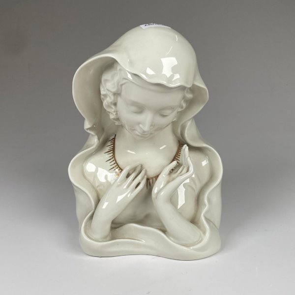 Figura Religiosa de Porcelana Bavaria, Alemania - 21 cm