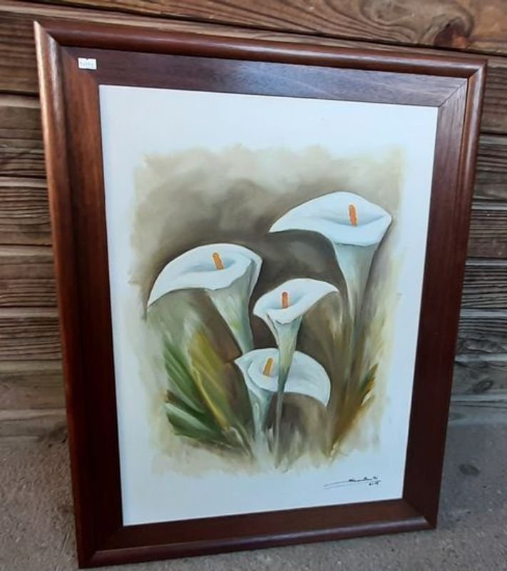 Lote siguiente: Pintura Artística de Flores en Marco de Madera