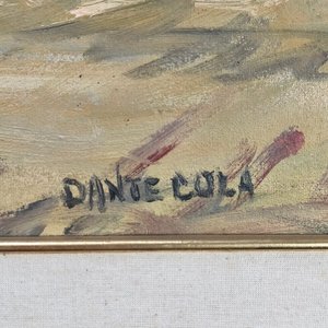 Óleo sobre lienzo "Paisaje Rural" firmado Dante Cola, con marco dorado - imagen 4