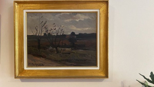 Cuadro "Atardecer en el Campo" con Marco Dorado