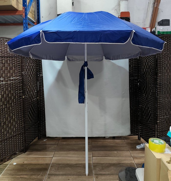 Sombrilla Azul Articulable para Patio o Playa, 210cm Diámetro, con Filtro UV