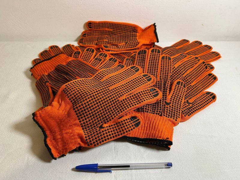 Pares de Guantes de Trabajo Naranjas con Puntos Antideslizantes