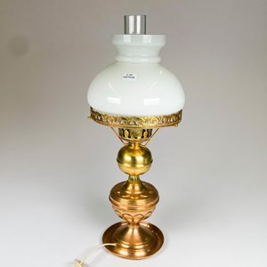 Lámpara de Bronce con Pantalla Opalina y Tubo, Altura 50 cm - imagen 2