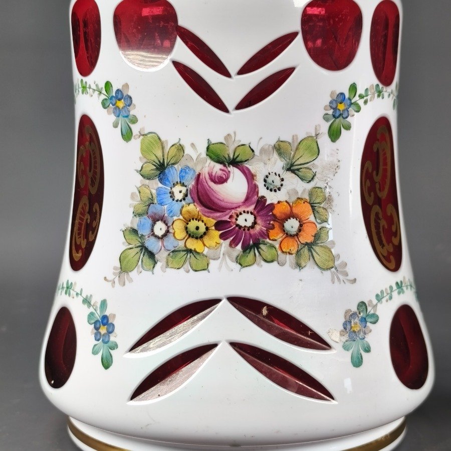 Botellón de cristal de Bohemia esmaltado con diseños tallados y florales pintados a mano - imagen 8