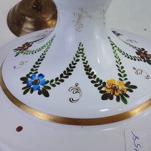 Antigua Araña de Techo de Cristal Prensado con Flores Pintadas a Mano - imagen 4
