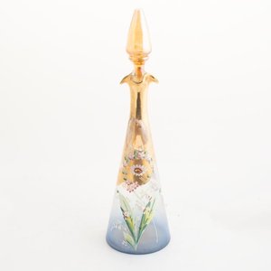 Jarra de Cristal Veneciano con Tapón, Decorada con Flores y Oro - imagen 1
