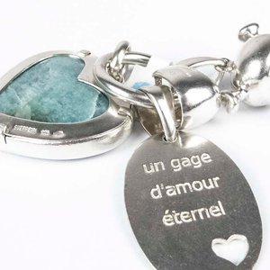 Llavero de Plata con Piedra y Grabado "Un Gage D'Amour Éternel" - imagen 2