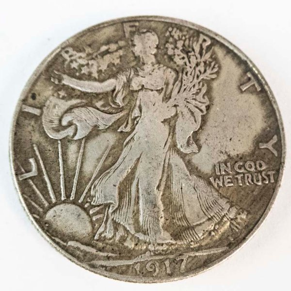 Moneda de Plata Media Dólar Estados Unidos 1917 Walking Liberty