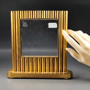 Portarretratos de Bronce Macizo con Vidrio Biselado y Diseño Tubular - imagen 4