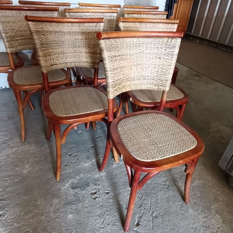 Sillas de madera maciza y ratán natural con posabrazos - imagen 3