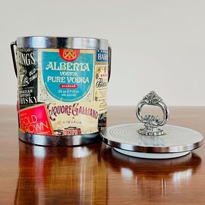 Juego de Hielera Vintage y Canasta de Peltrina con Posavasos - imagen 2