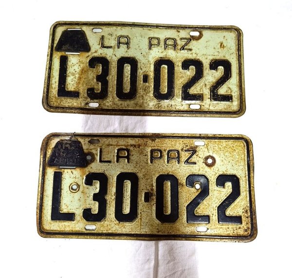 Par de Matrículas Originales La Paz Dpto. Colonia
