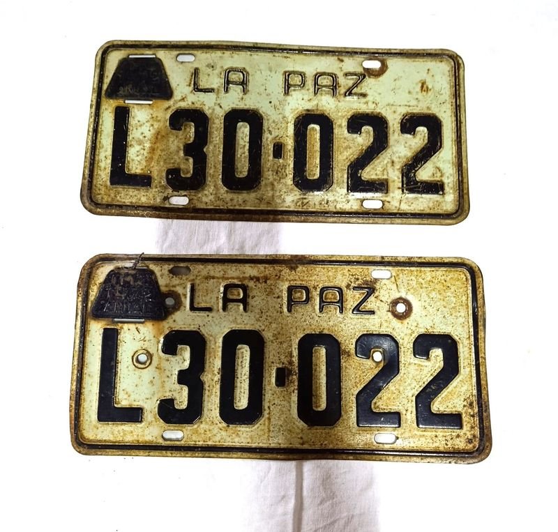 Par de Matrículas Originales La Paz Dpto. Colonia
