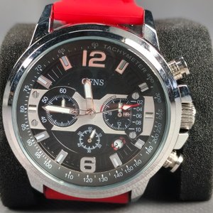Reloj Masculino OFNS con Malla de Silicona Roja, Nuevo y Funcionando - imagen 3