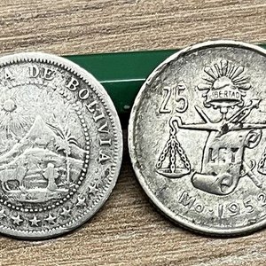 Dos Monedas de Plata: Bolivia 1893 y México 1952 - imagen 2