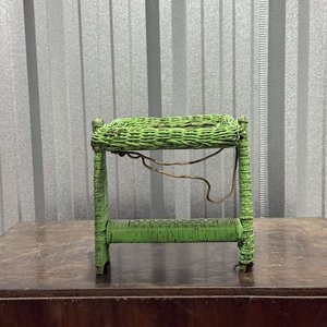Espejo Decorativo con Marco de Mimbre Verde - imagen 1