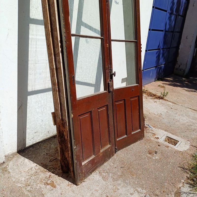 Puerta de cedro con vidrio y marco, excelente condición - imagen 6