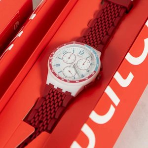 Reloj Pulsera Omega x Swatch Blanco y Rojo con Caja y Garantía - imagen 2
