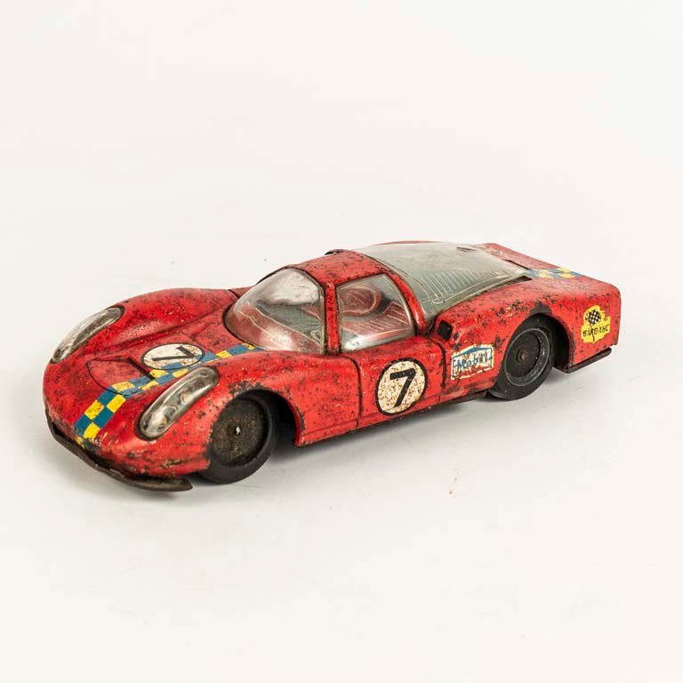 Auto Porche de carrera de chapa litografiada a pila marca Daiya made in Japan - Medidas: 18cm