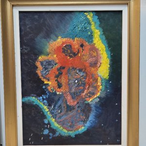 Dos Cuadros con Marco Dorado: Árbol y Figura Abstracta - imagen 6